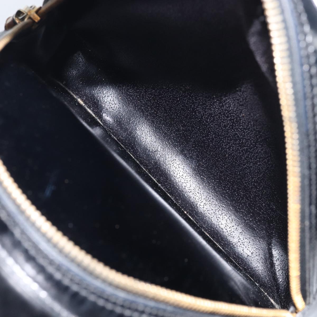 GUCCI Bamboo Body Bag Patent leather Black Gold 003 3444 0027 Auth 172896