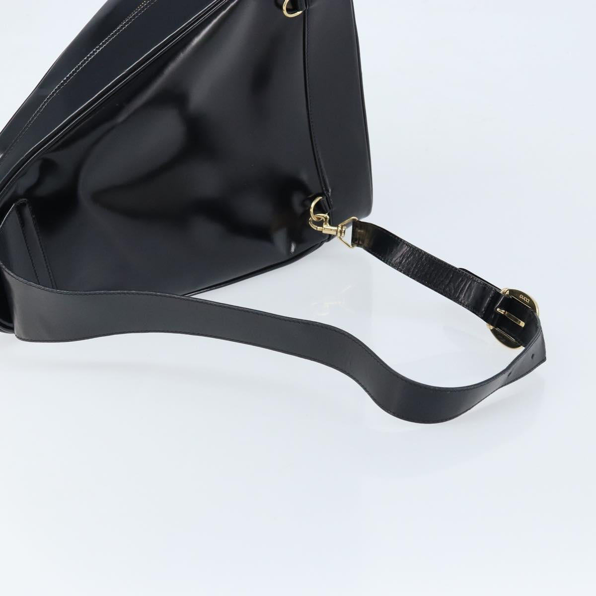 GUCCI Bamboo Body Bag Patent leather Black Gold 003 3444 0027 Auth 172896