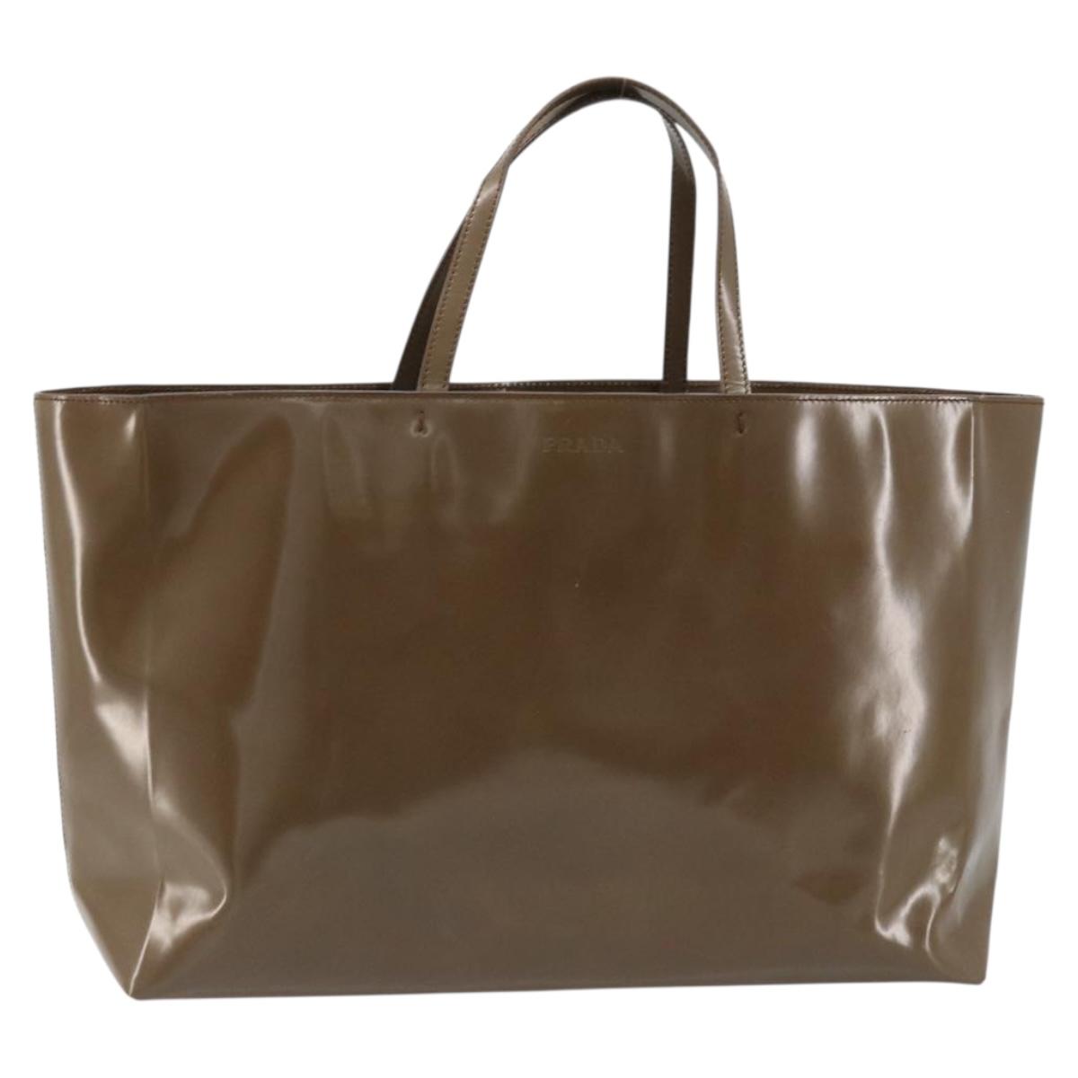 PRADA Tote Bag Patent leather Brown Auth 172898