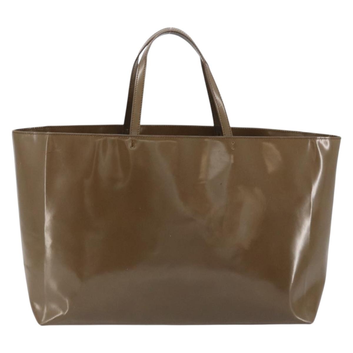 PRADA Tote Bag Patent leather Brown Auth 172898