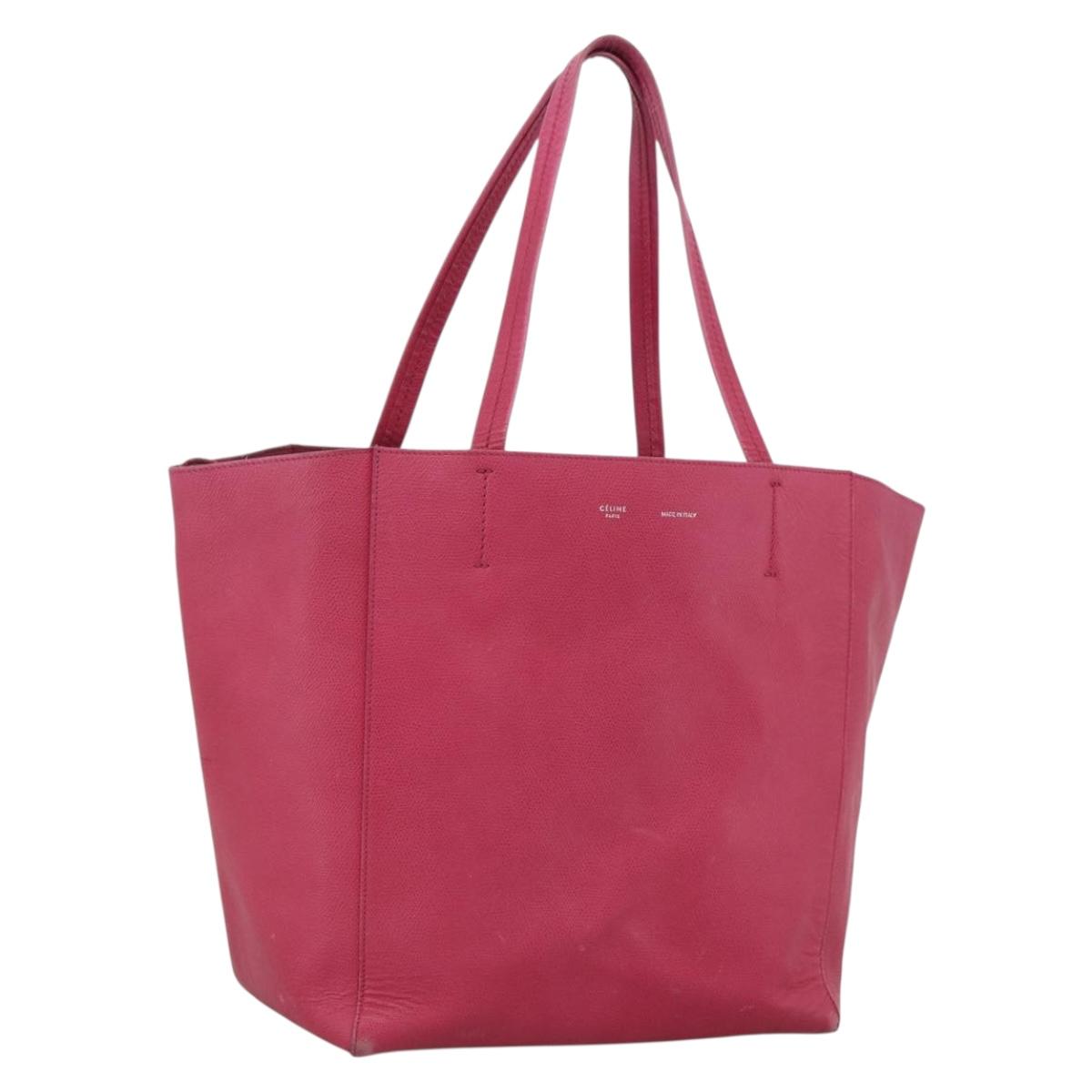 CELINE Cabas Phantom Tote Bag Leather Pink Gold Auth 172899