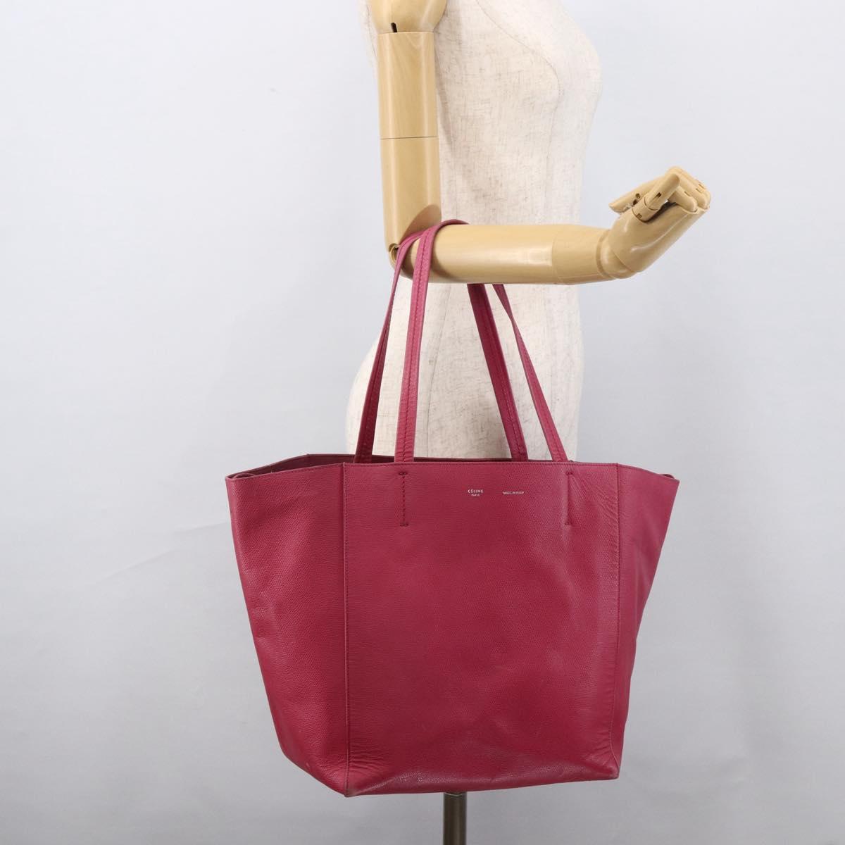CELINE Cabas Phantom Tote Bag Leather Pink Gold Auth 172899