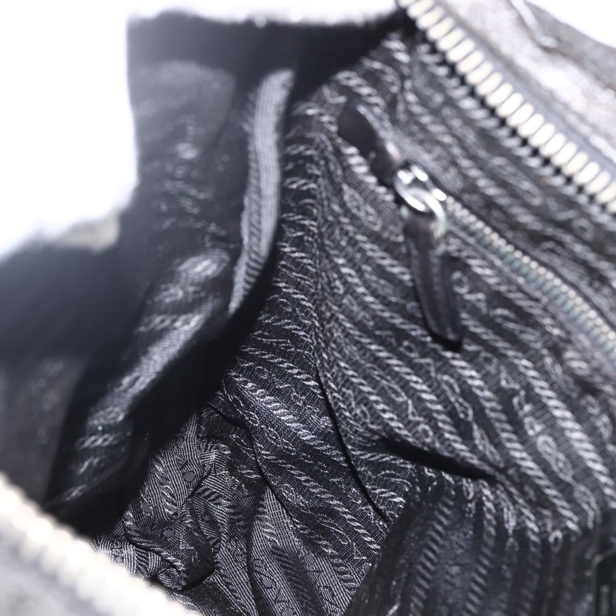 PRADA Shoulder Bag Nylon Leather Black Silver Auth 172902