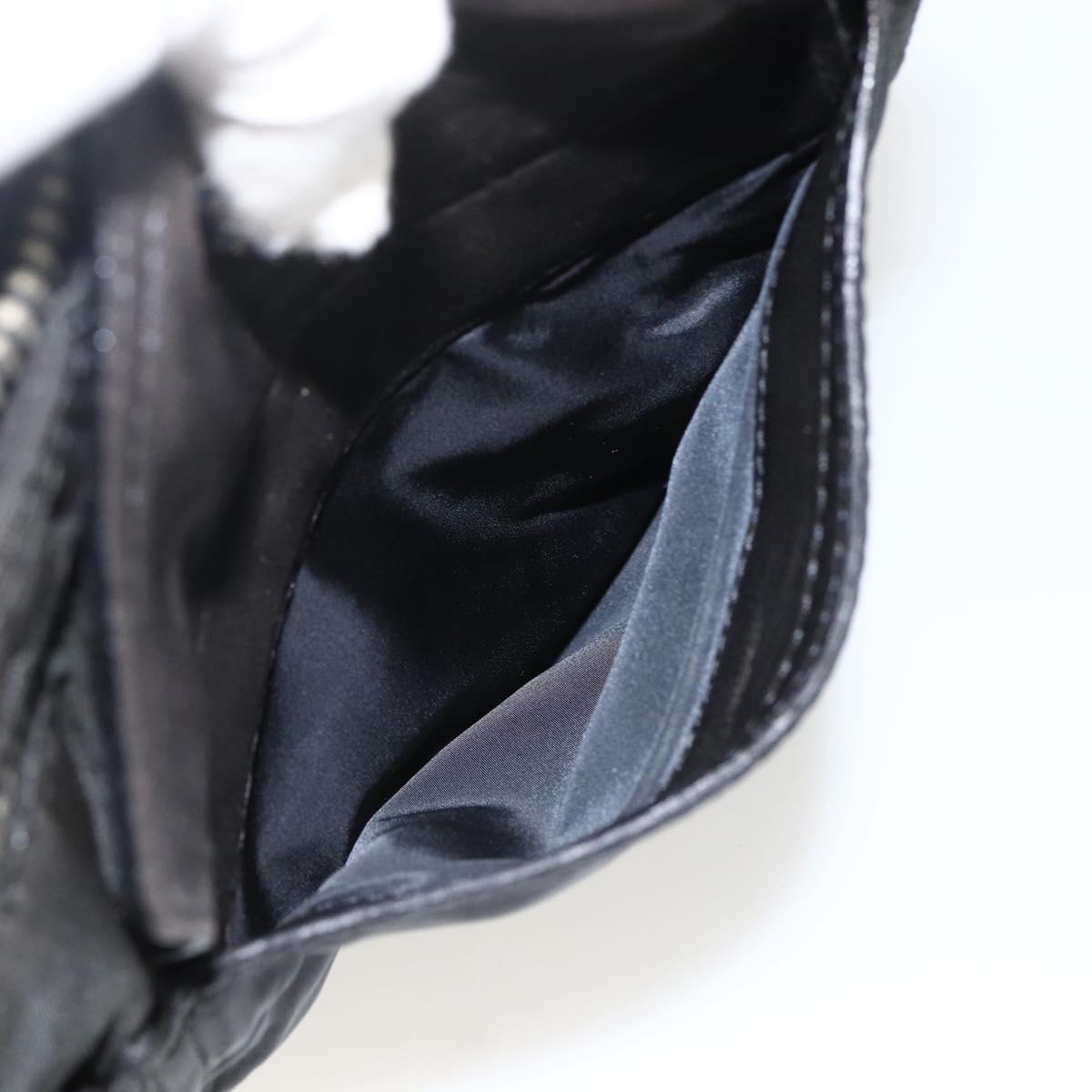 PRADA Shoulder Bag Nylon Leather Black Silver Auth 172902