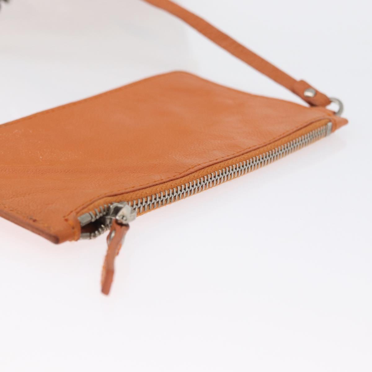 PRADA Studs Shoulder Bag Leather plastic Brown Silver Auth 172906SAV