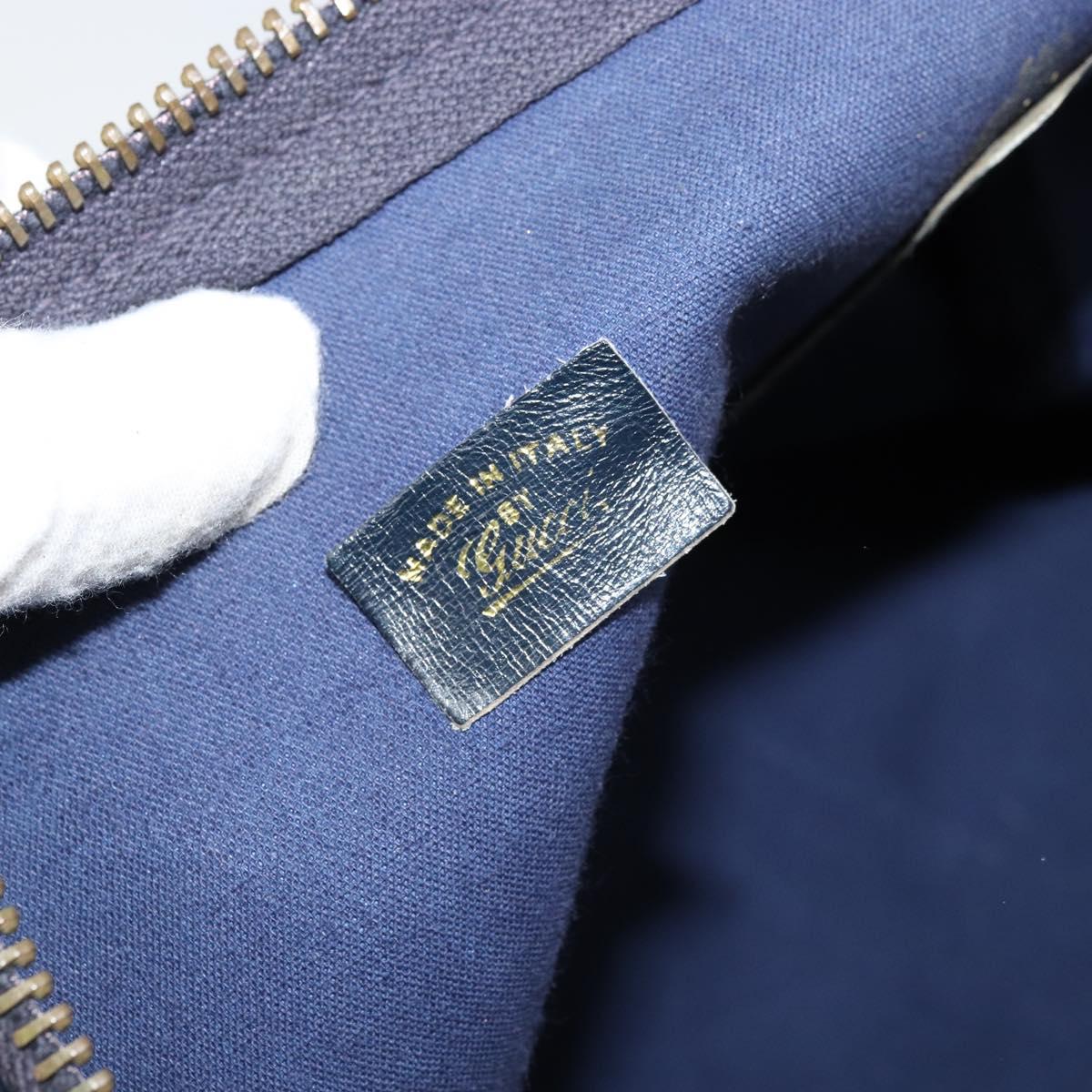GUCCI GG Supreme Boston Bag PVC Navy Gold Auth 172914