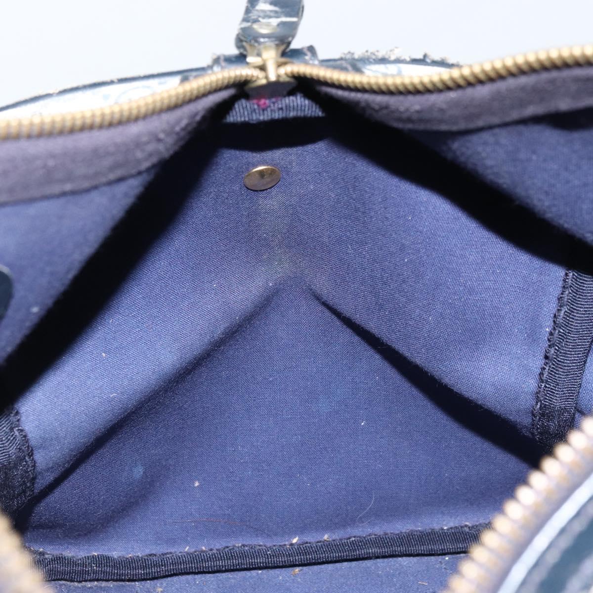 GUCCI GG Supreme Boston Bag PVC Navy Gold Auth 172914