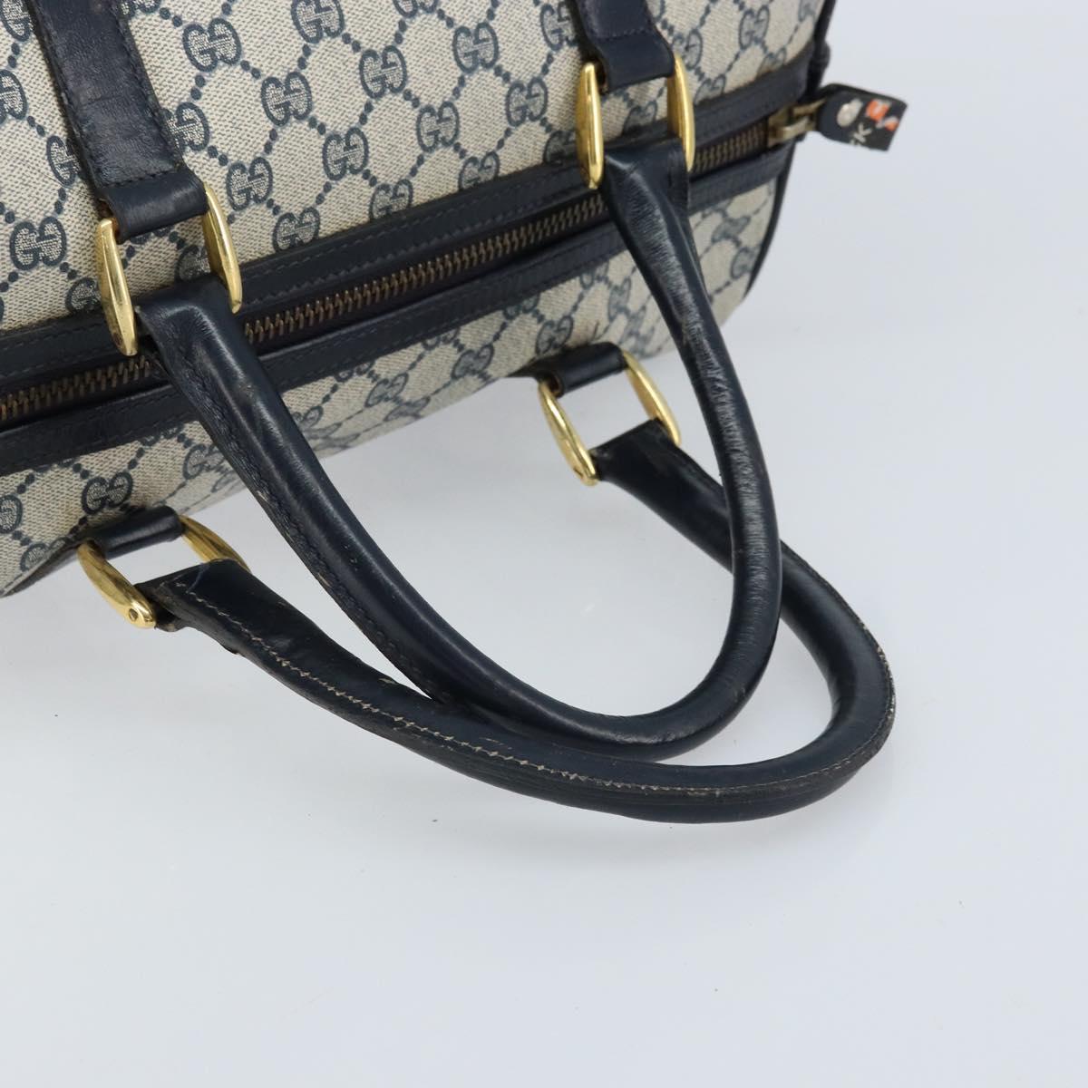 GUCCI GG Supreme Boston Bag PVC Navy Gold Auth 172914