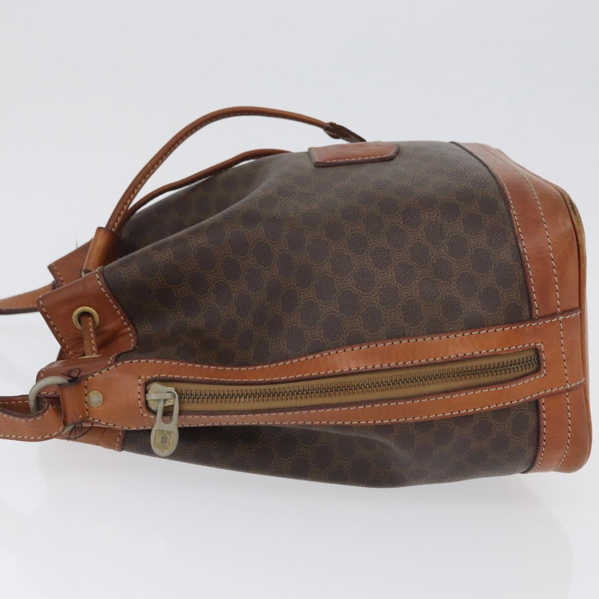 CELINE Macadam Canvas purse Shoulder Bag PVC Leather Brown Gold Auth 172917