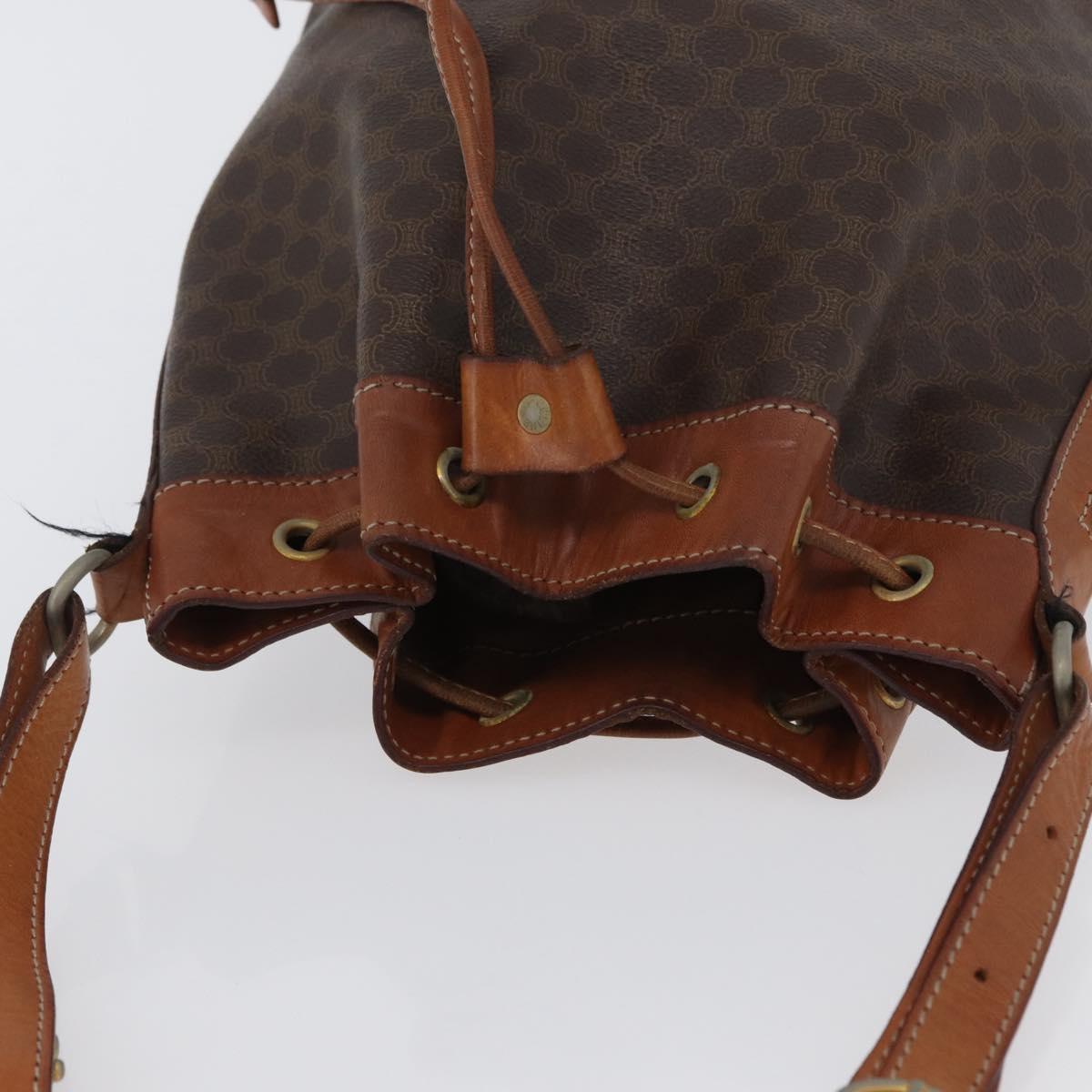CELINE Macadam Canvas purse Shoulder Bag PVC Leather Brown Gold Auth 172917