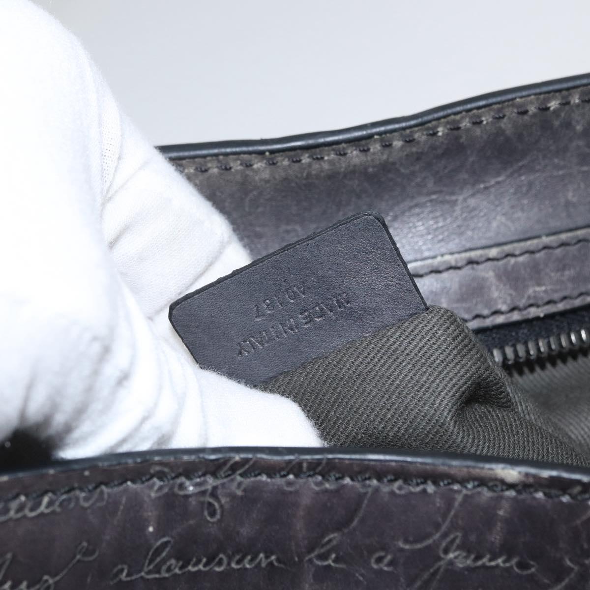 Berluti Calligraphy To Joule Tote Bag Leather Black Silver Auth 172921