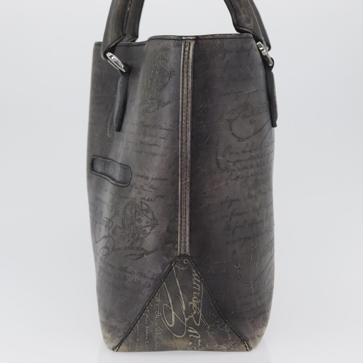 Berluti Calligraphy To Joule Tote Bag Leather Black Silver Auth 172921