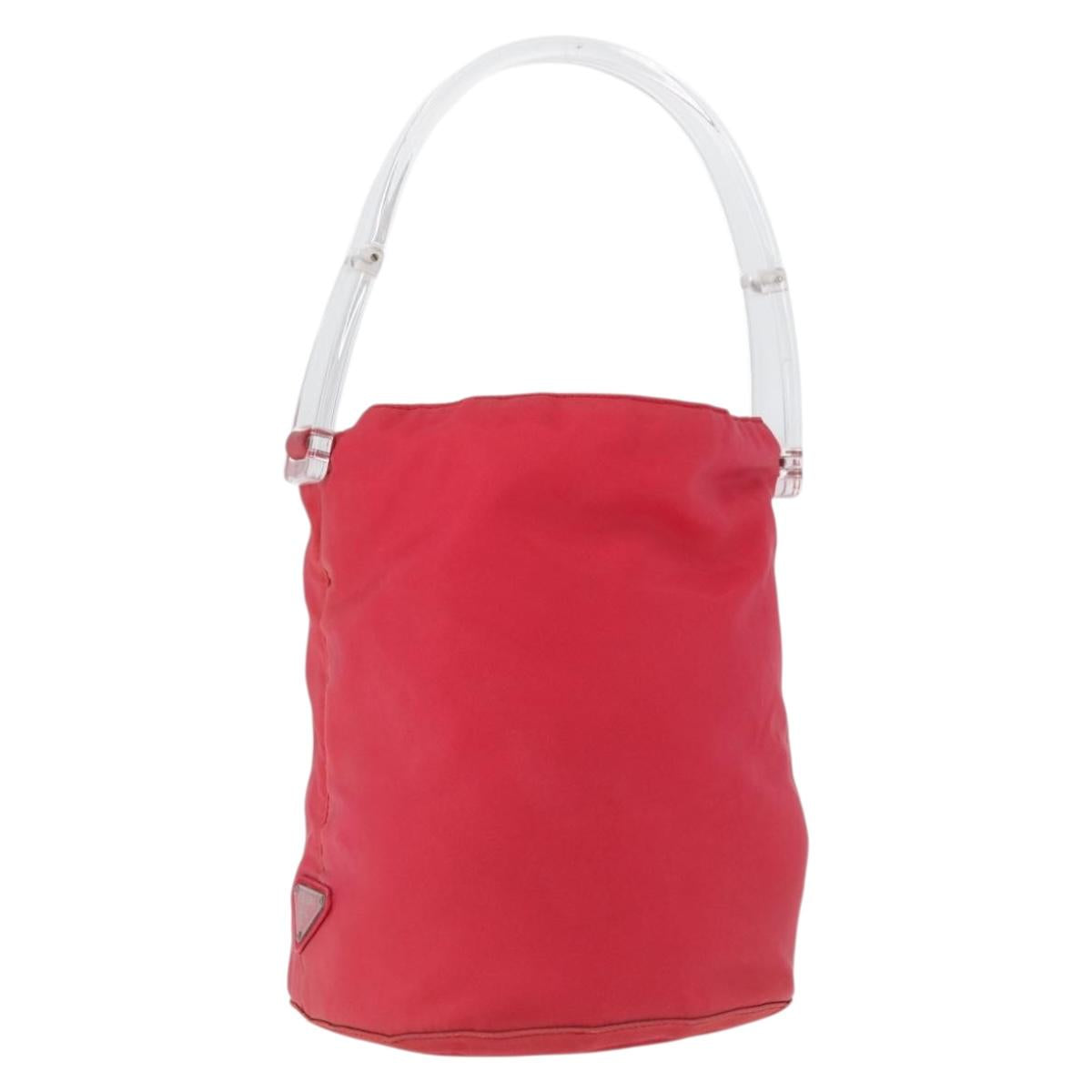 PRADA Plastic Hand Bag Nylon Red Clear Auth 172925