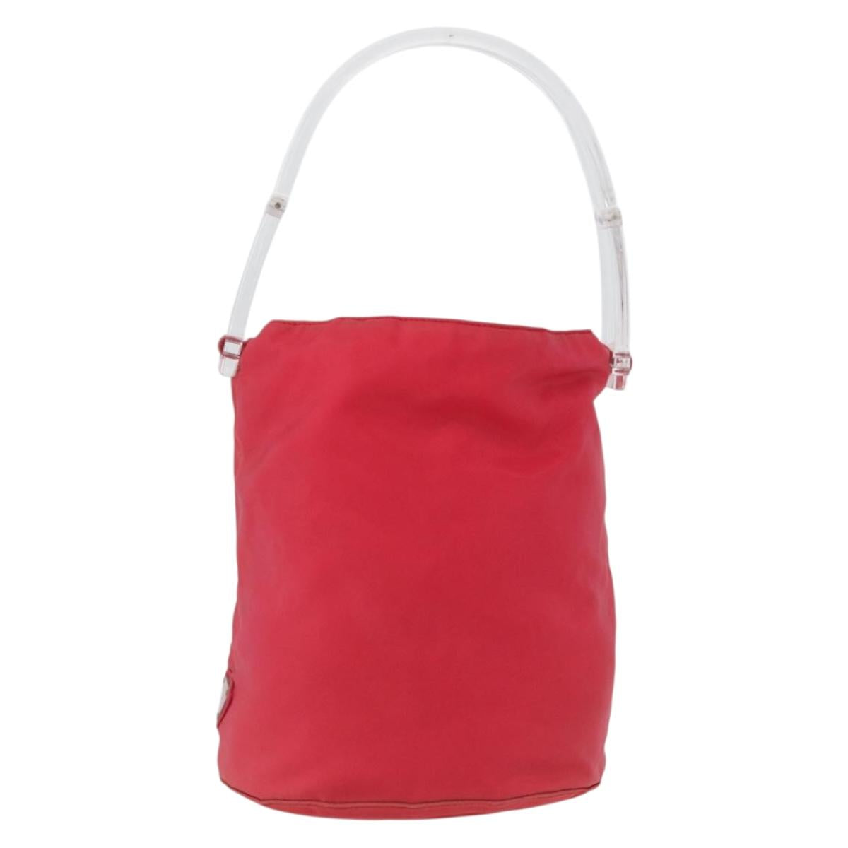 PRADA Plastic Hand Bag Nylon Red Clear Auth 172925