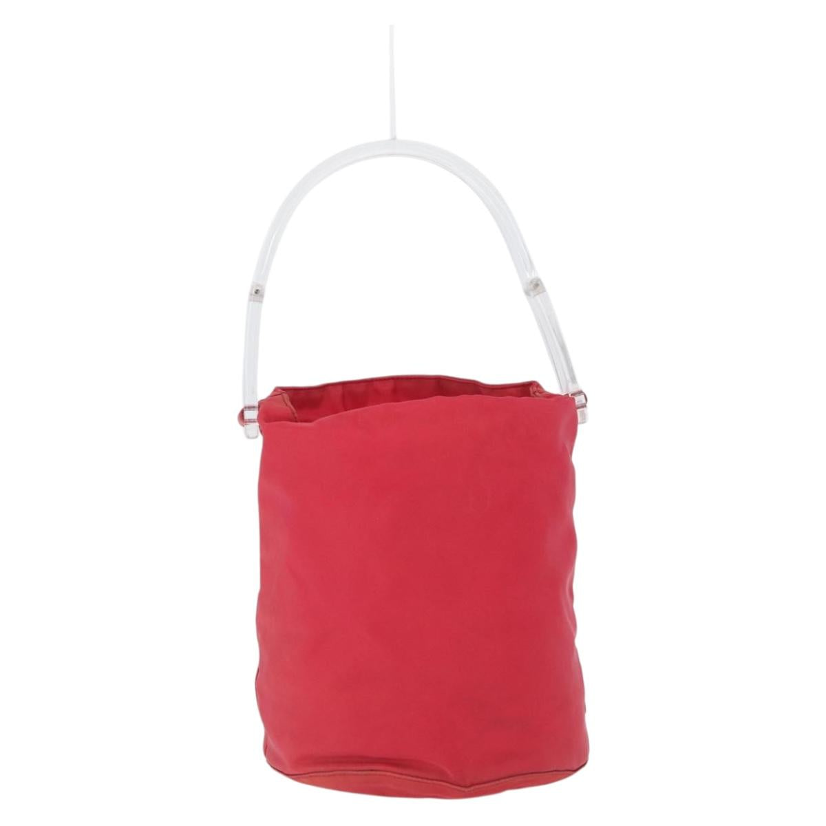 PRADA Plastic Hand Bag Nylon Red Clear Auth 172925