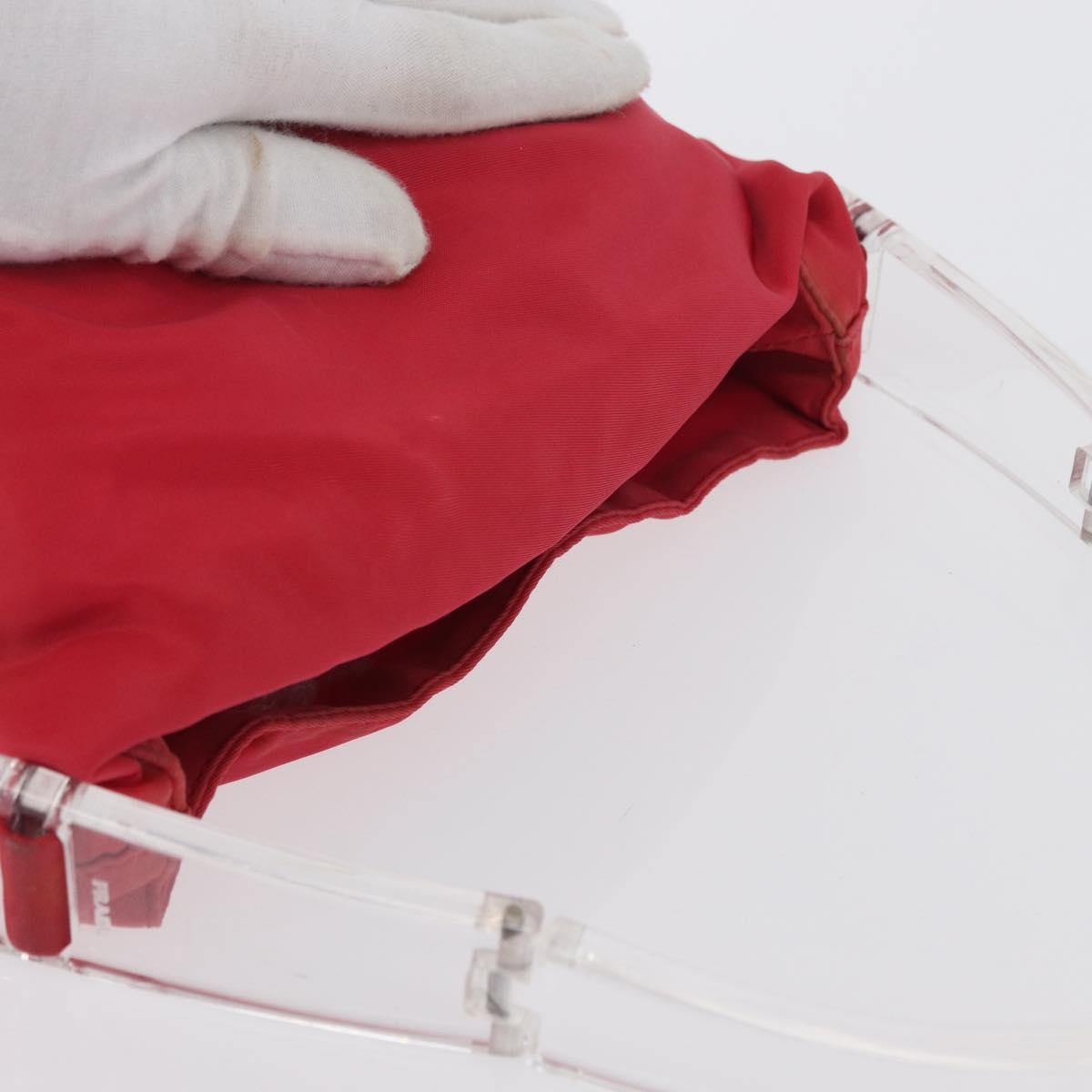 PRADA Plastic Hand Bag Nylon Red Clear Auth 172925