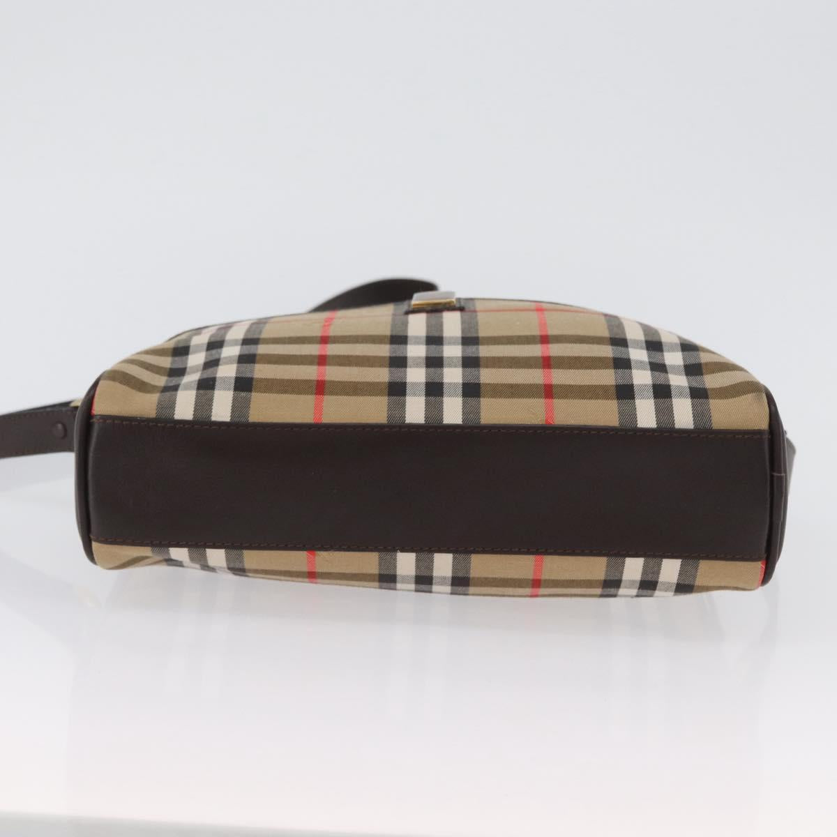 Burberrys Nova Check Shoulder Bag Canvas Beige Gold Auth 172933