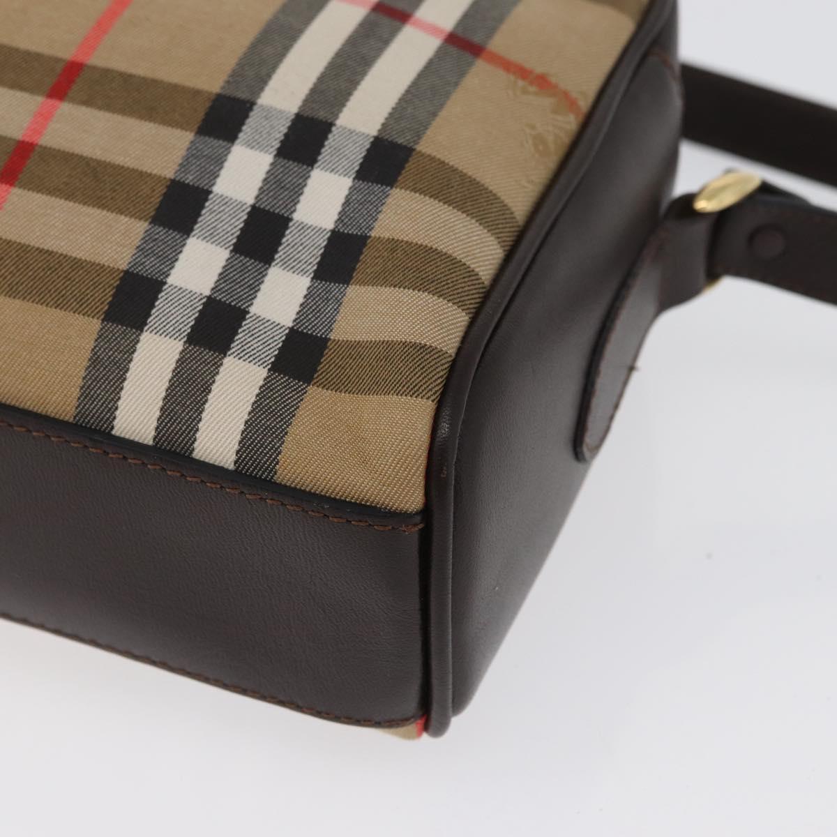 Burberrys Nova Check Shoulder Bag Canvas Beige Gold Auth 172933