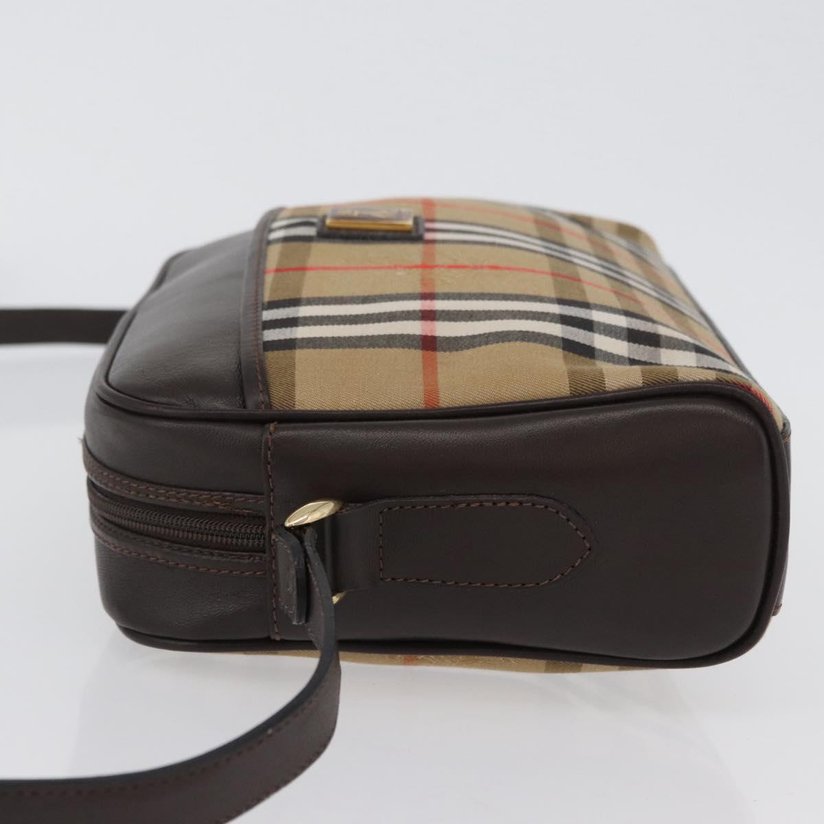 Burberrys Nova Check Shoulder Bag Canvas Beige Gold Auth 172933