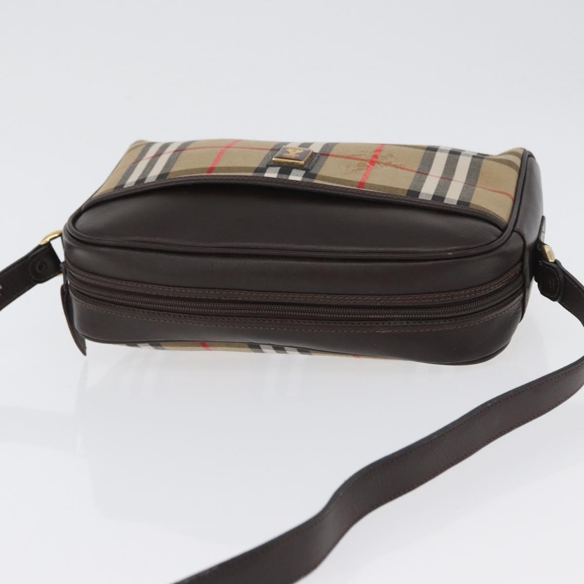 Burberrys Nova Check Shoulder Bag Canvas Beige Gold Auth 172933