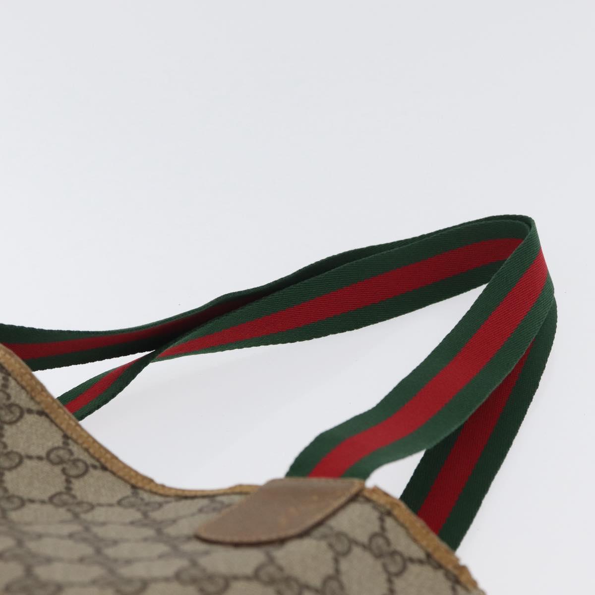GUCCI GG Supreme Web Sherry Line Tote Bag PVC Beige Gold 39 02 003 Auth 172935