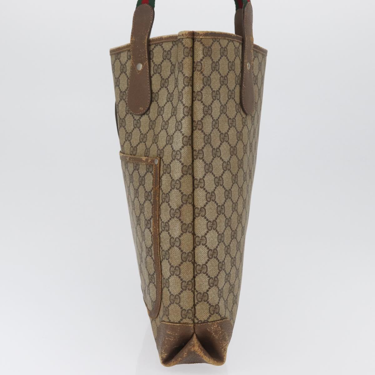 GUCCI GG Supreme Web Sherry Line Bag PVC Beige Gold 002 904 0223 Auth 172936