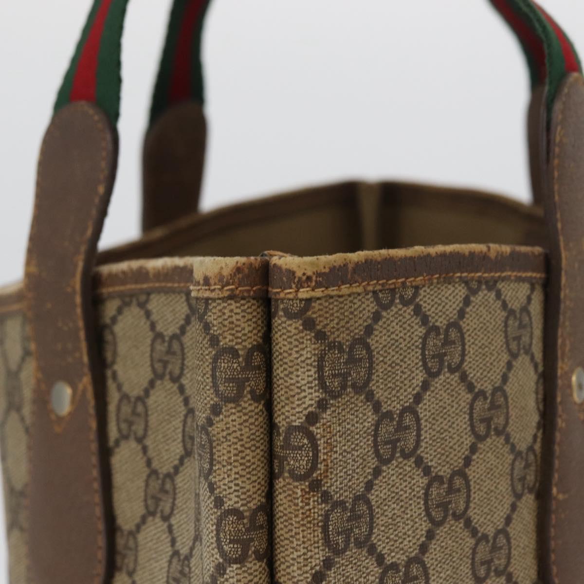 GUCCI GG Supreme Web Sherry Line Bag PVC Beige Gold 002 904 0223 Auth 172936