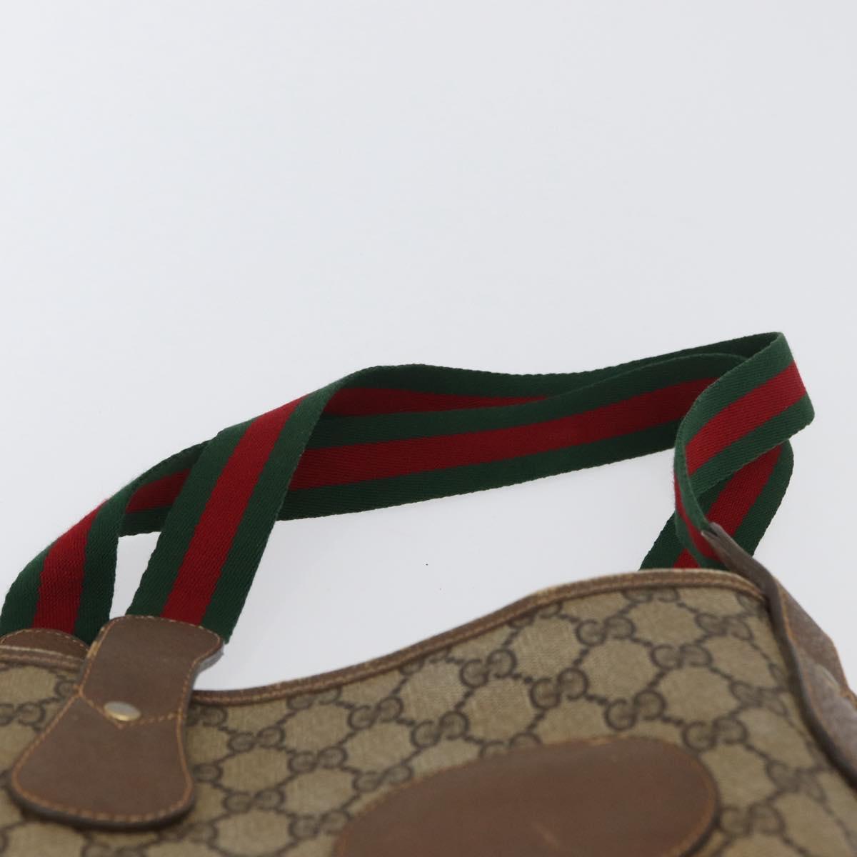 GUCCI GG Supreme Web Sherry Line Bag PVC Beige Gold 002 904 0223 Auth 172936