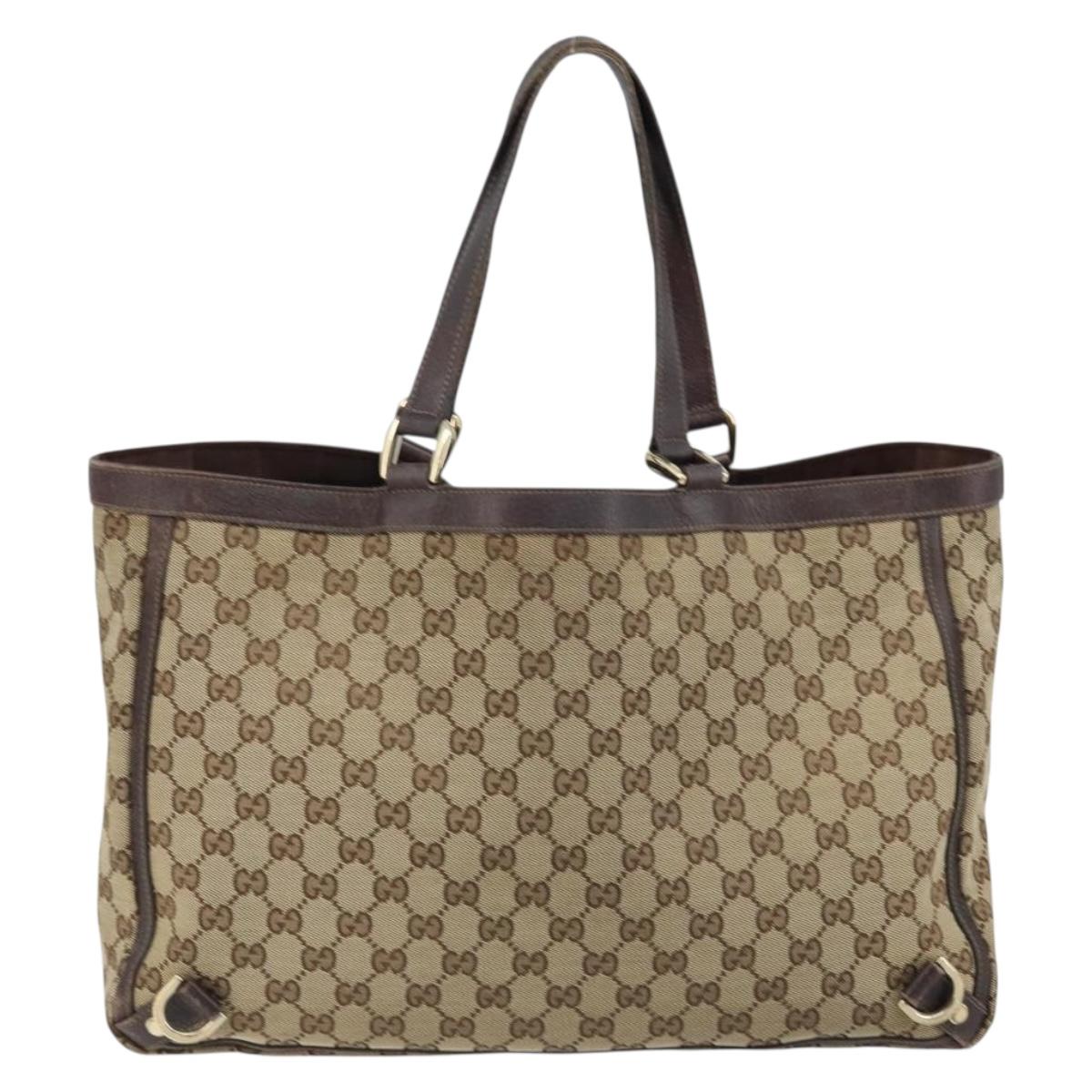 GUCCI GG Canvas Abbey Tote Bag Beige Gold 141472 Auth 172941