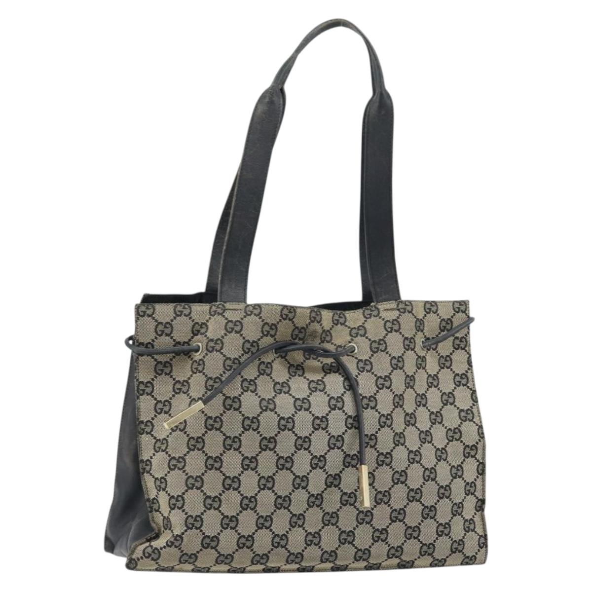 GUCCI GG Canvas Tote Bag Navy Gold 002 1053 3754 Auth 172942