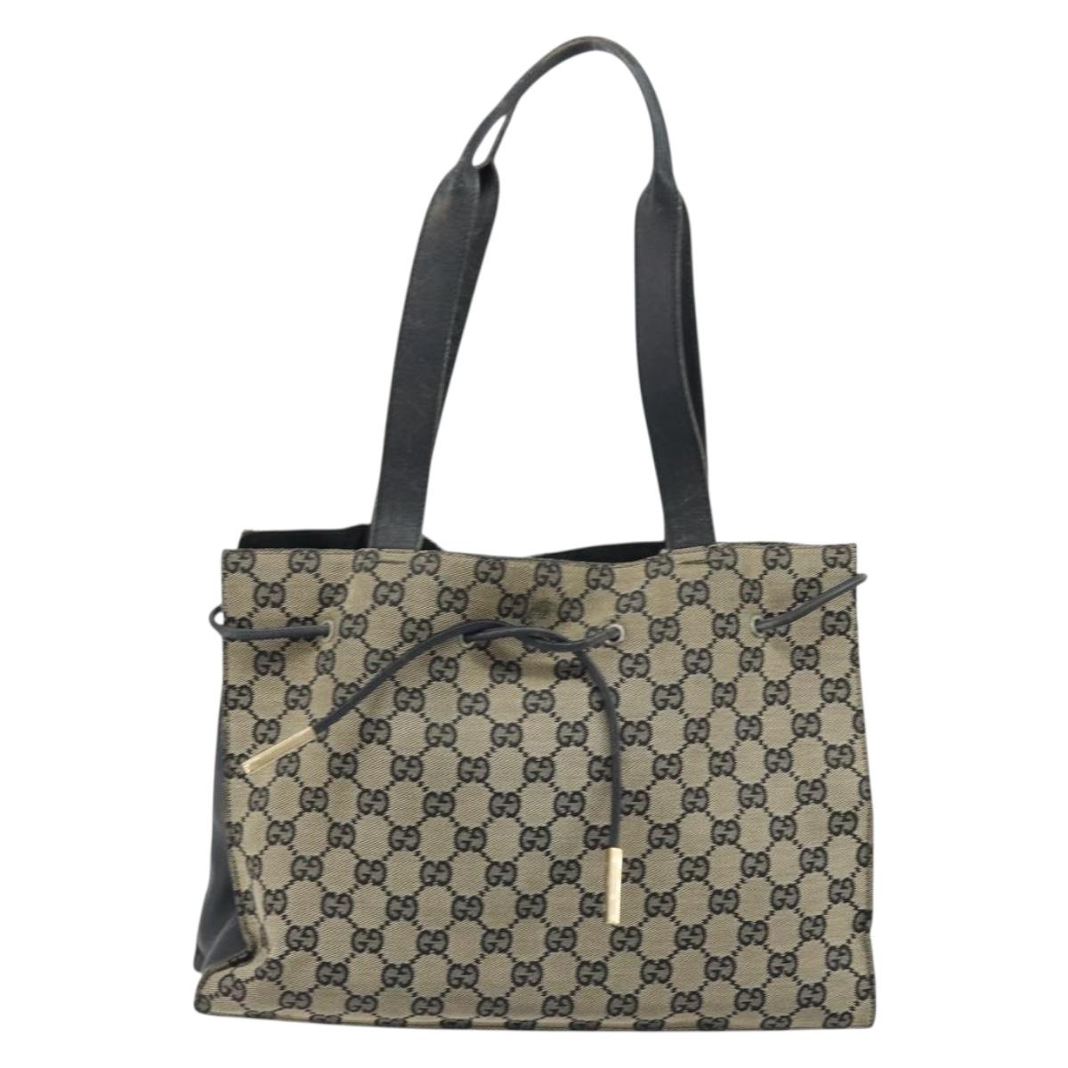 GUCCI GG Canvas Tote Bag Navy Gold 002 1053 3754 Auth 172942