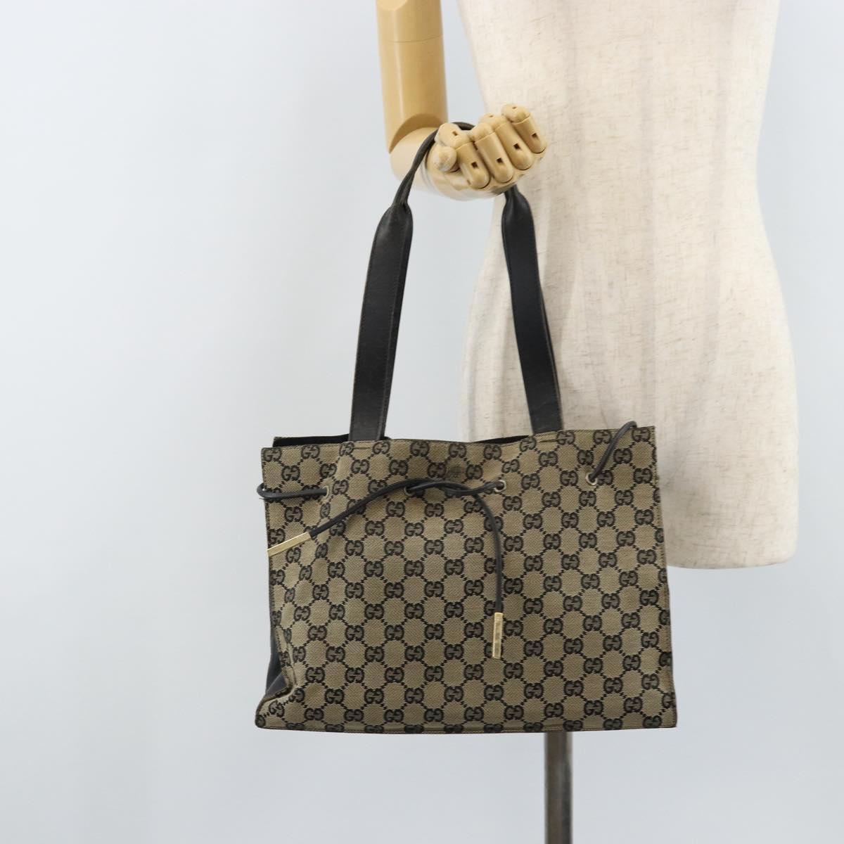GUCCI GG Canvas Tote Bag Navy Gold 002 1053 3754 Auth 172942