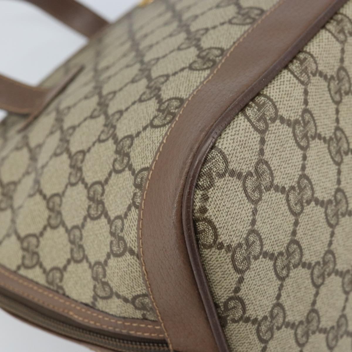 GUCCI GG Supreme Hand Bag PVC Leather Beige Gold 000 46 6004 Auth 172947
