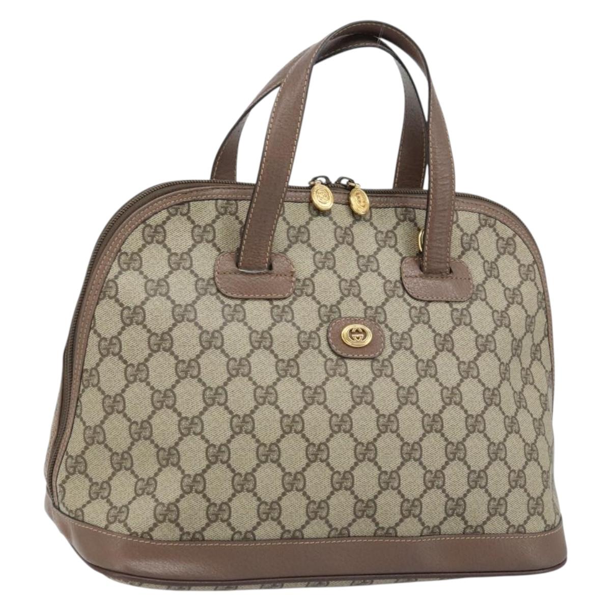GUCCI GG Supreme Hand Bag PVC Leather Beige Gold 000 46 6004 Auth 172947