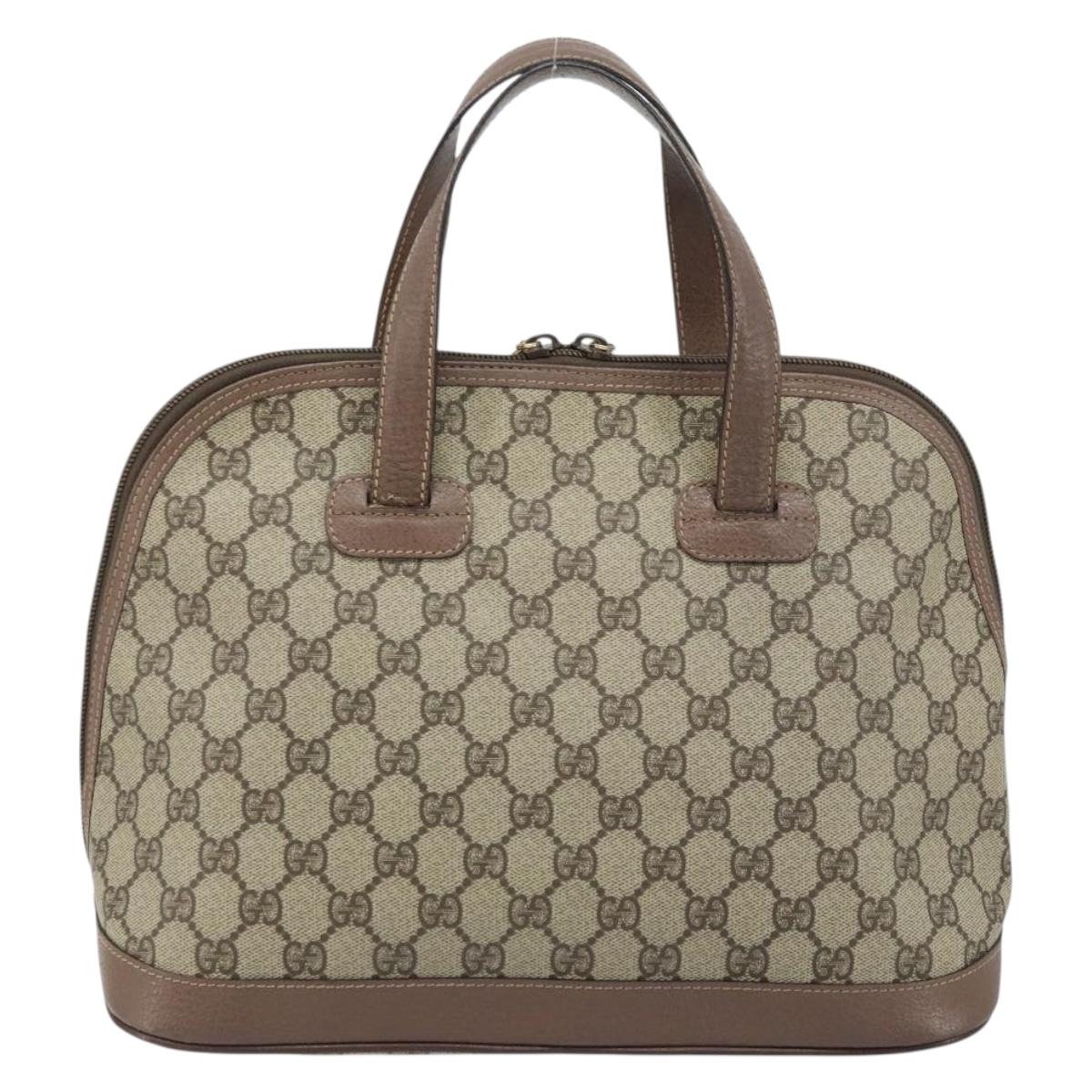 GUCCI GG Supreme Hand Bag PVC Leather Beige Gold 000 46 6004 Auth 172947