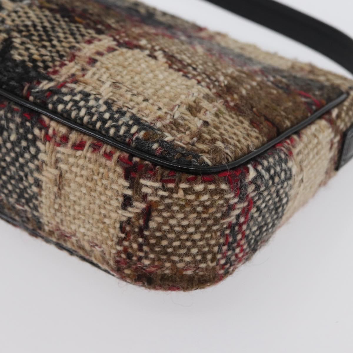 BURBERRY Nova Check Shoulder Bag Wool Beige Gold Auth 172950
