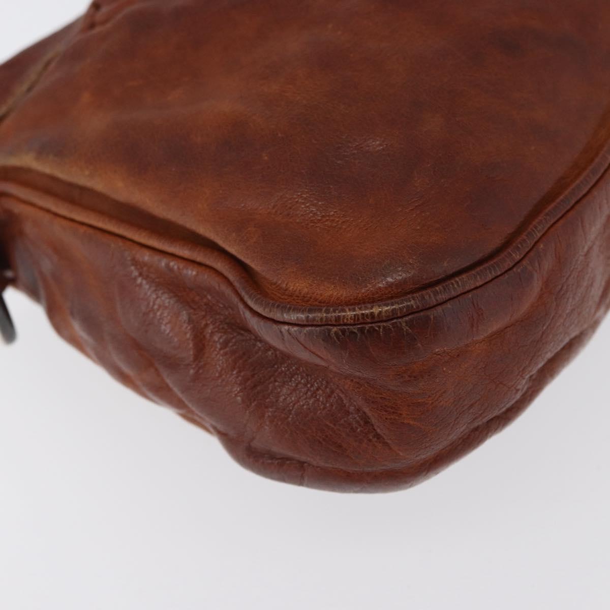 Miu Miu Shoulder Bag Leather Brown Silver Auth 172955