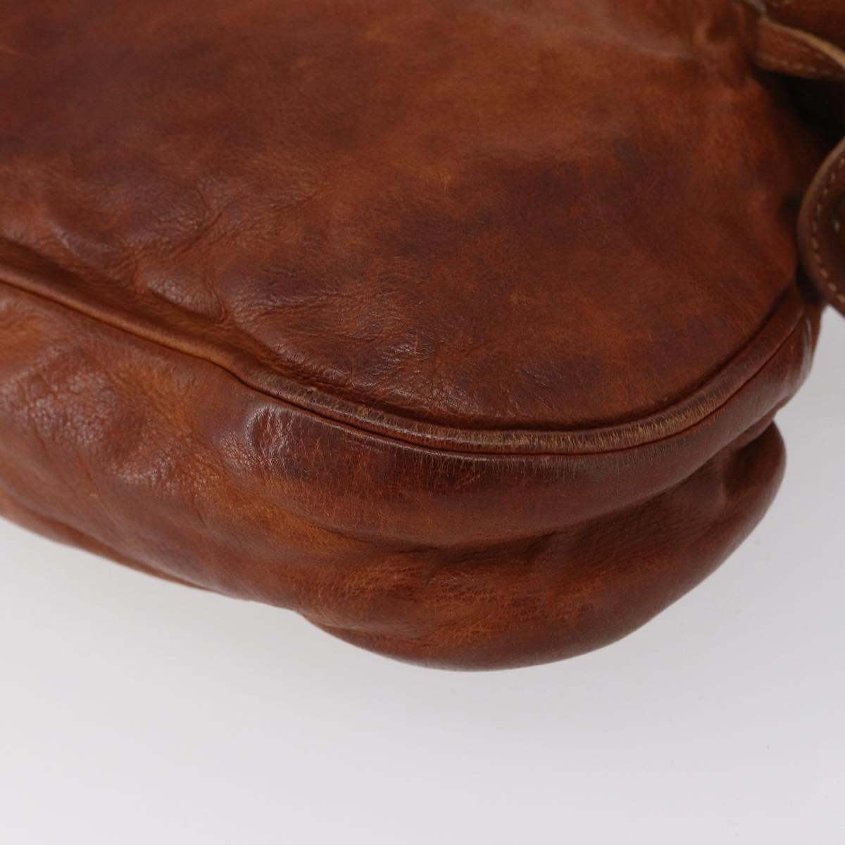 Miu Miu Shoulder Bag Leather Brown Silver Auth 172955