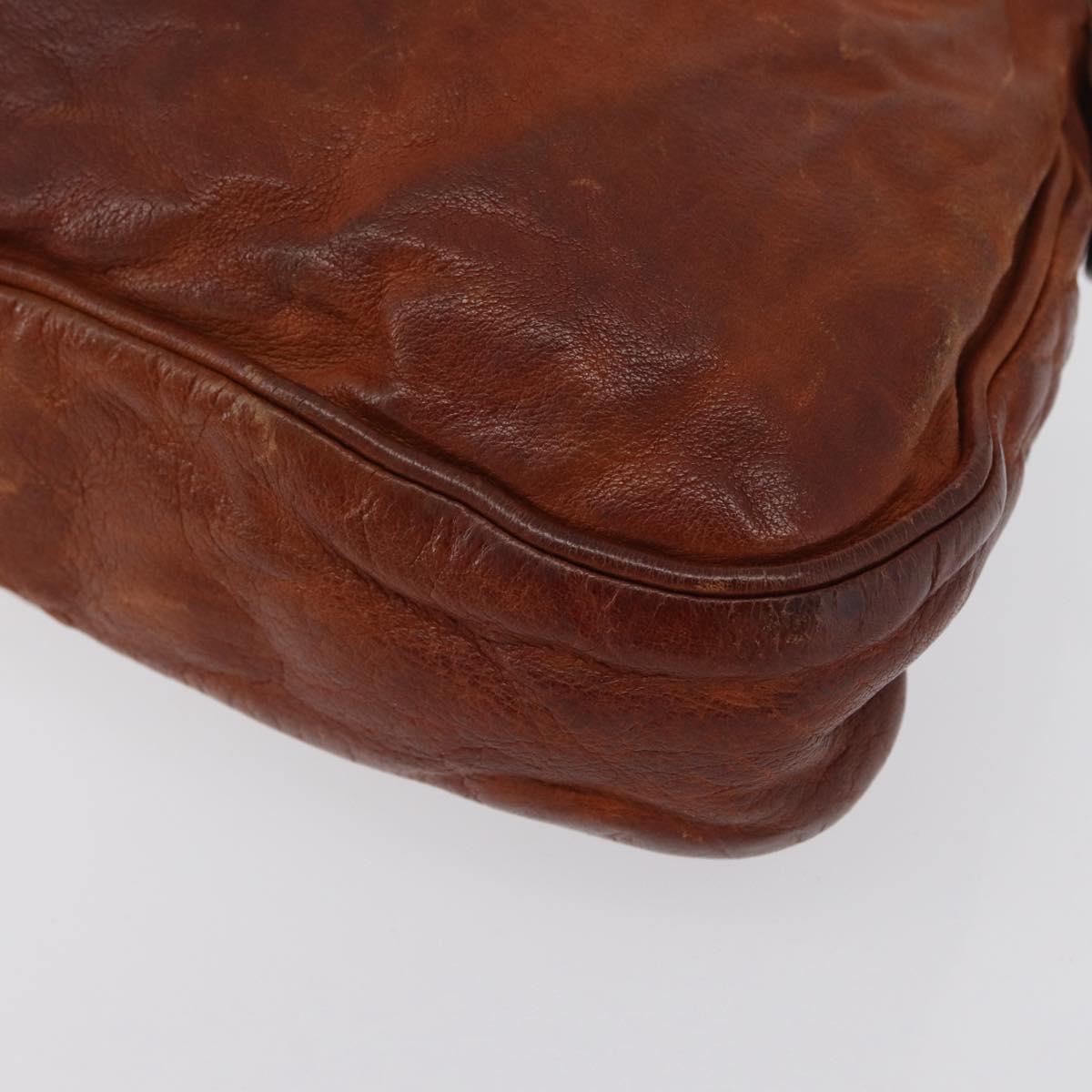 Miu Miu Shoulder Bag Leather Brown Silver Auth 172955