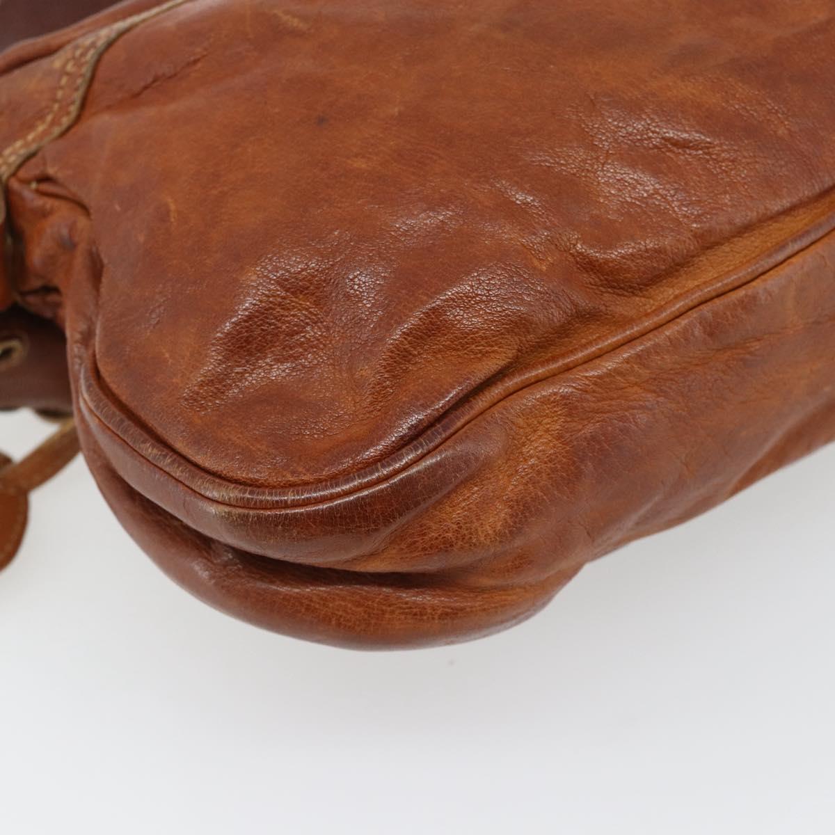 Miu Miu Shoulder Bag Leather Brown Silver Auth 172955