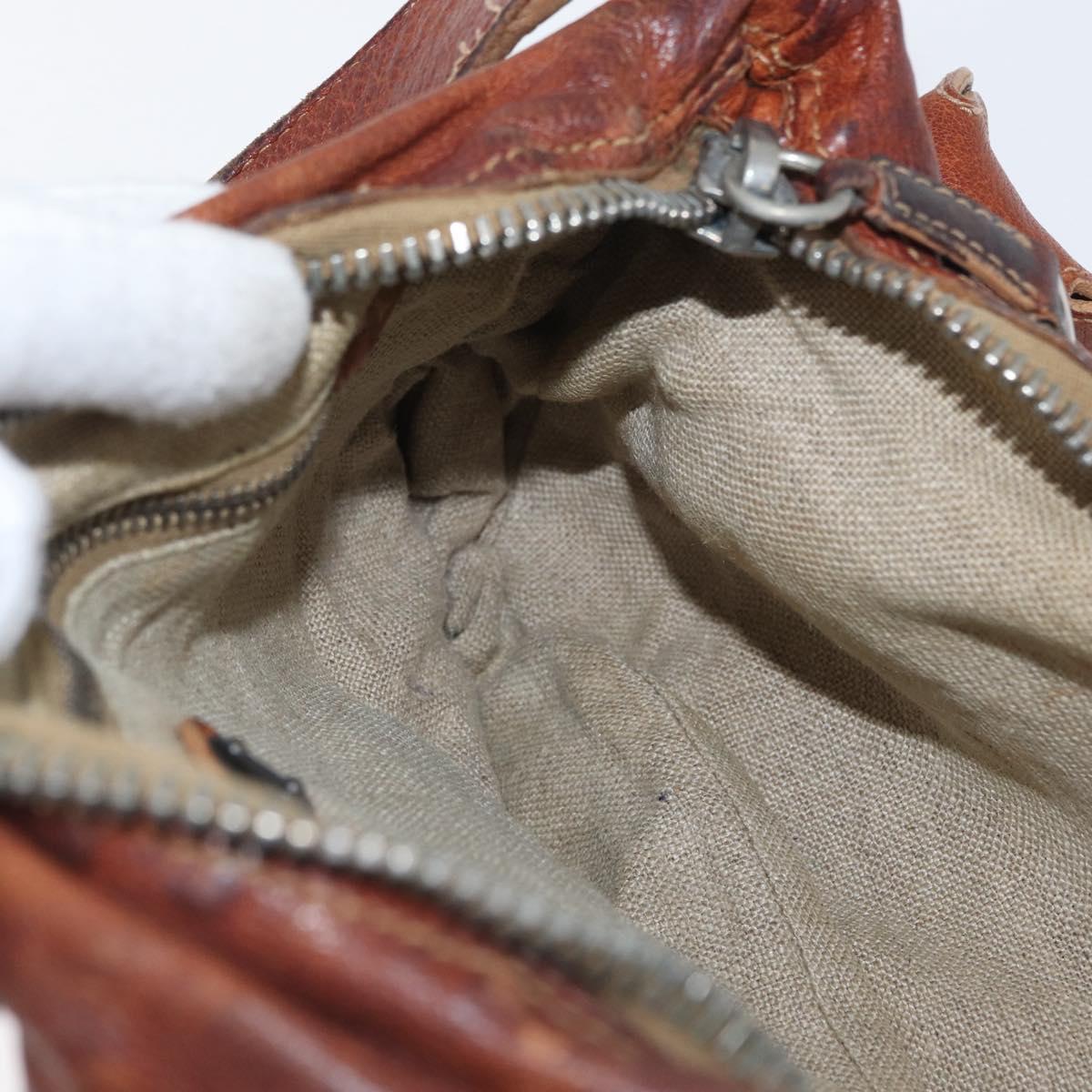 Miu Miu Shoulder Bag Leather Brown Silver Auth 172955