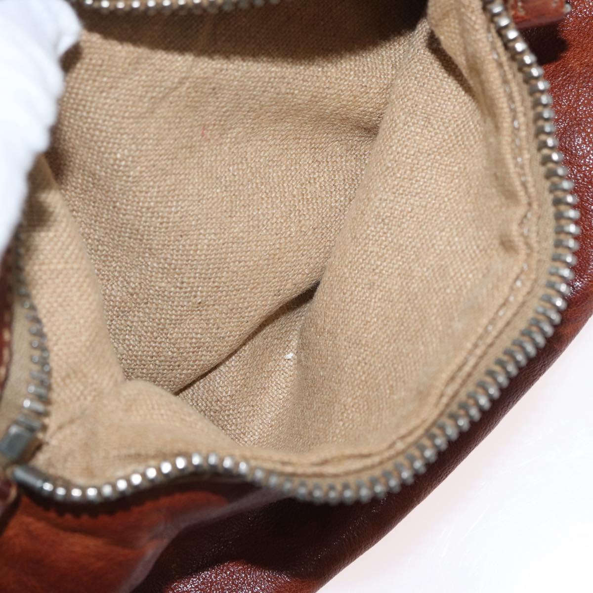 Miu Miu Shoulder Bag Leather Brown Silver Auth 172955