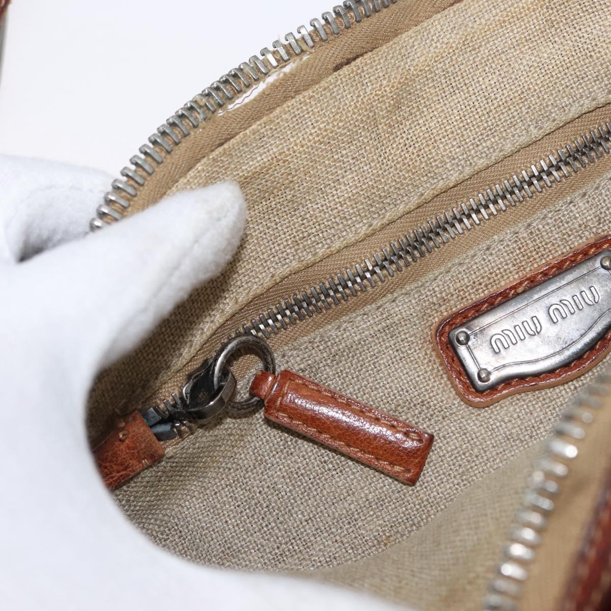 Miu Miu Shoulder Bag Leather Brown Silver Auth 172955