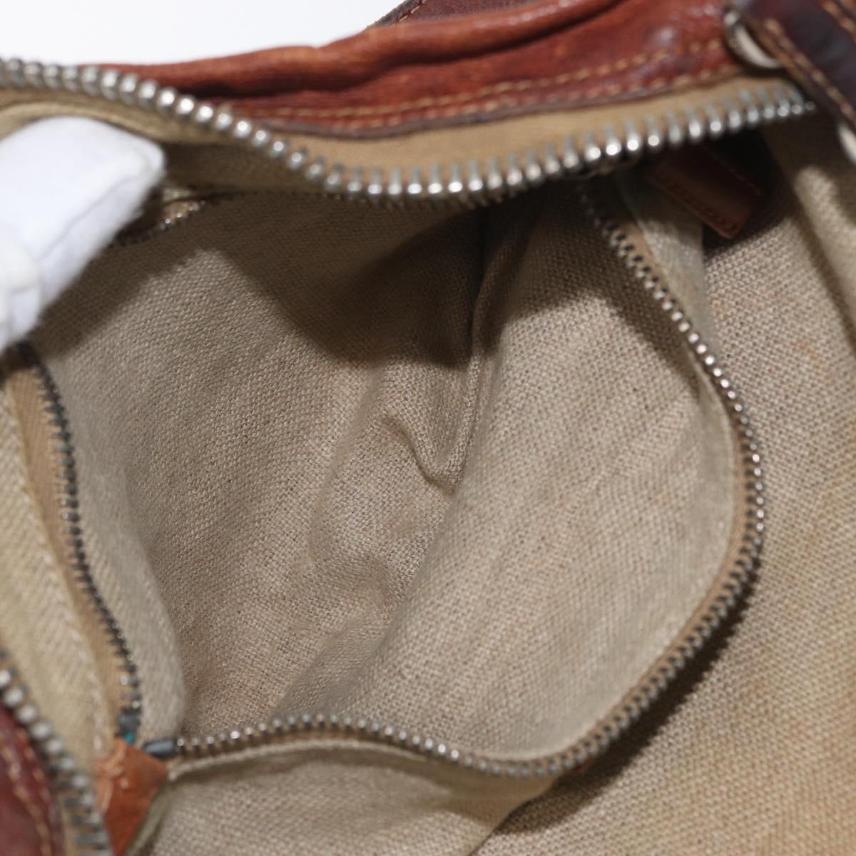 Miu Miu Shoulder Bag Leather Brown Silver Auth 172955