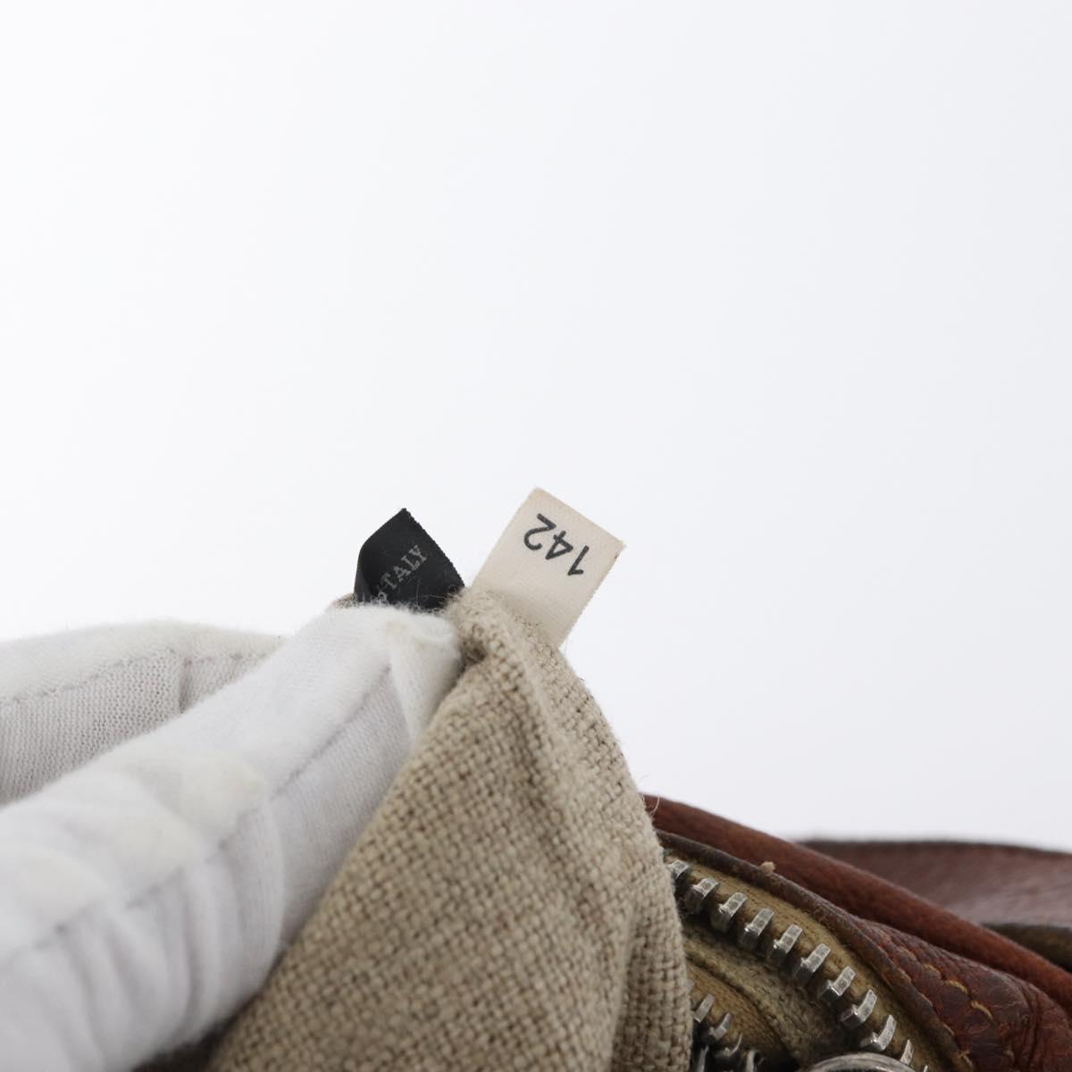 Miu Miu Shoulder Bag Leather Brown Silver Auth 172955