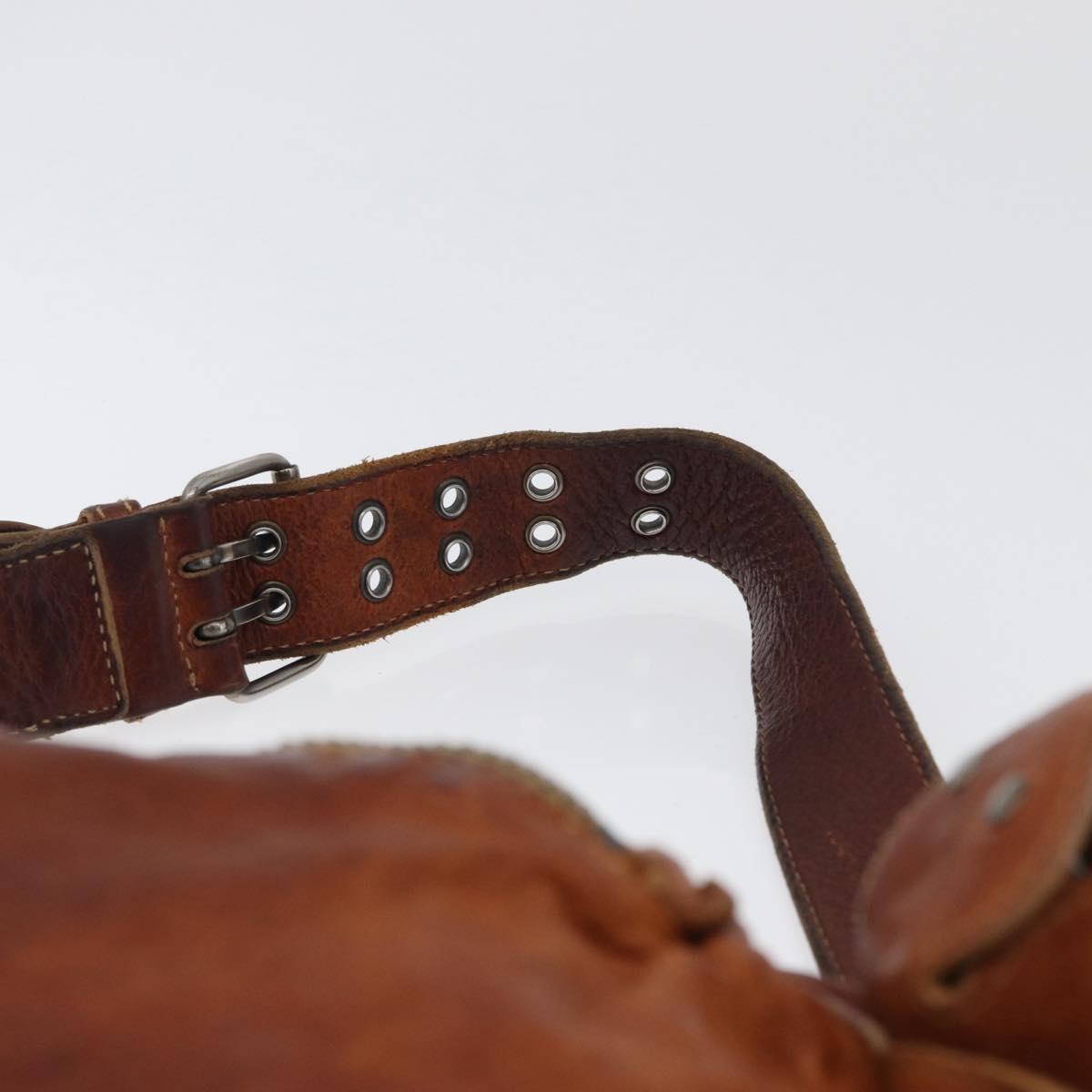 Miu Miu Shoulder Bag Leather Brown Silver Auth 172955