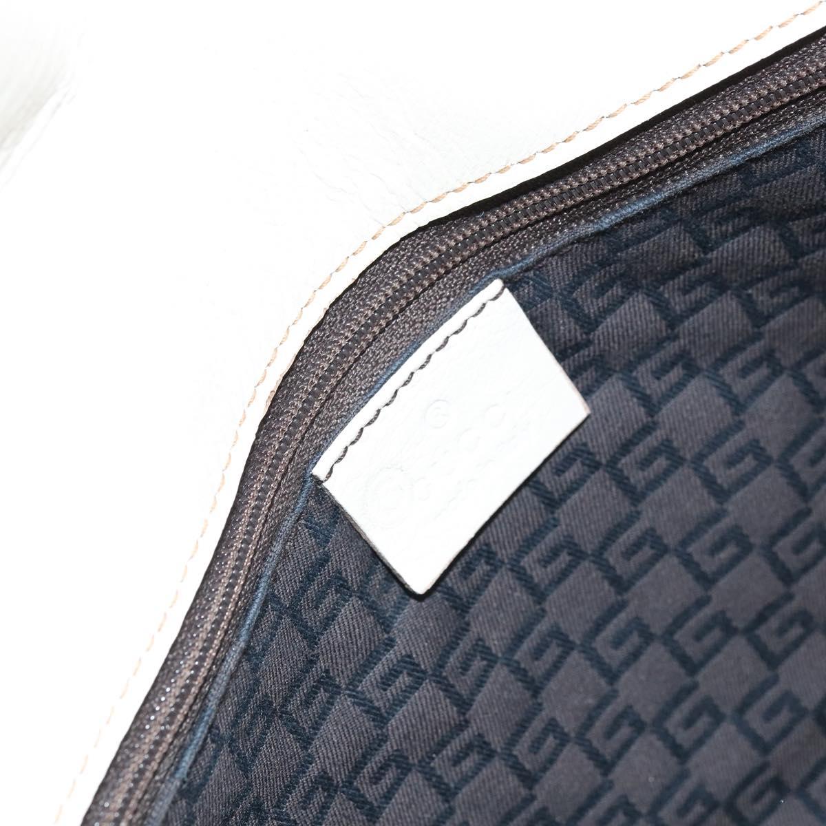 GUCCI Hand Bag Leather White Silver 113014 Auth 172961