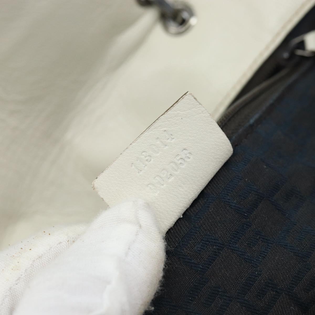 GUCCI Hand Bag Leather White Silver 113014 Auth 172961