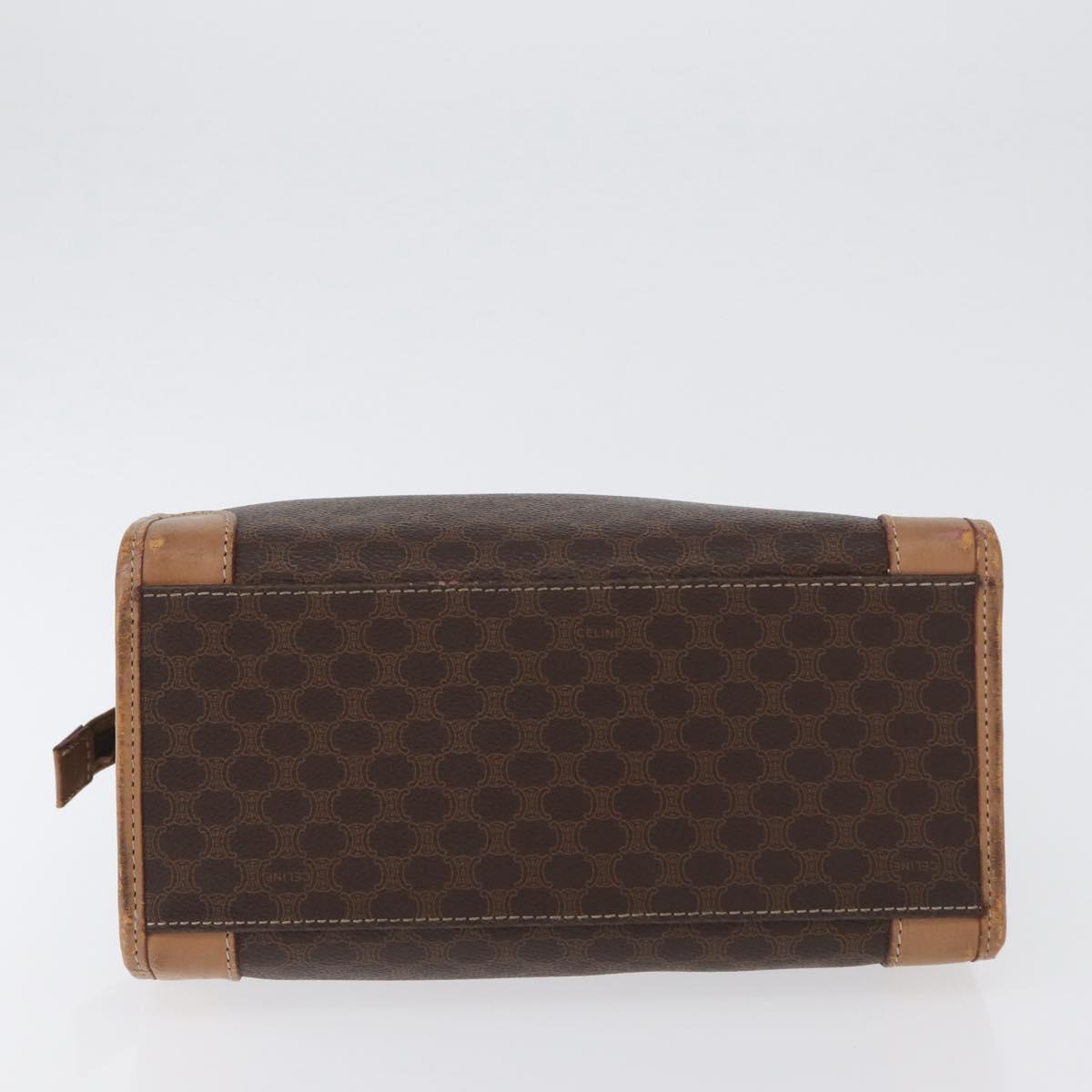 CELINE Macadam Canvas Hand Bag PVC Leather Brown Gold Auth 172965