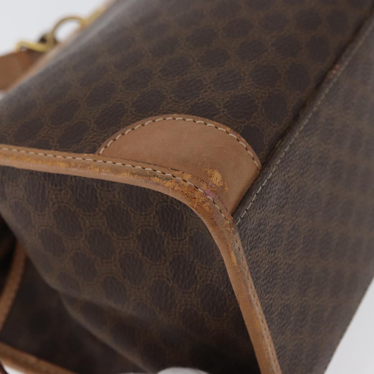 CELINE Macadam Canvas Hand Bag PVC Leather Brown Gold Auth 172965